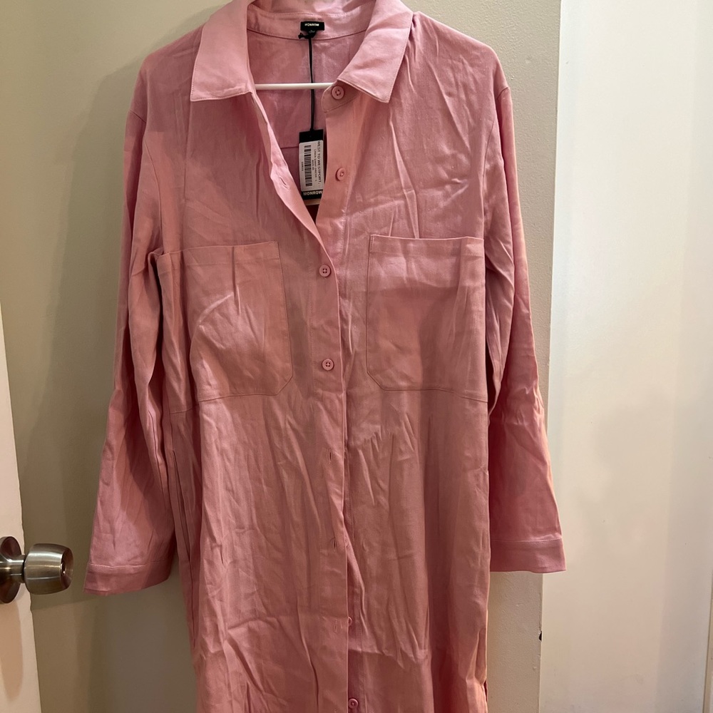 Monrow linen shirt dress L NEVER USED W TAG